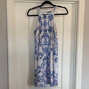 Sleeveless Dress with Blue/Purple Print